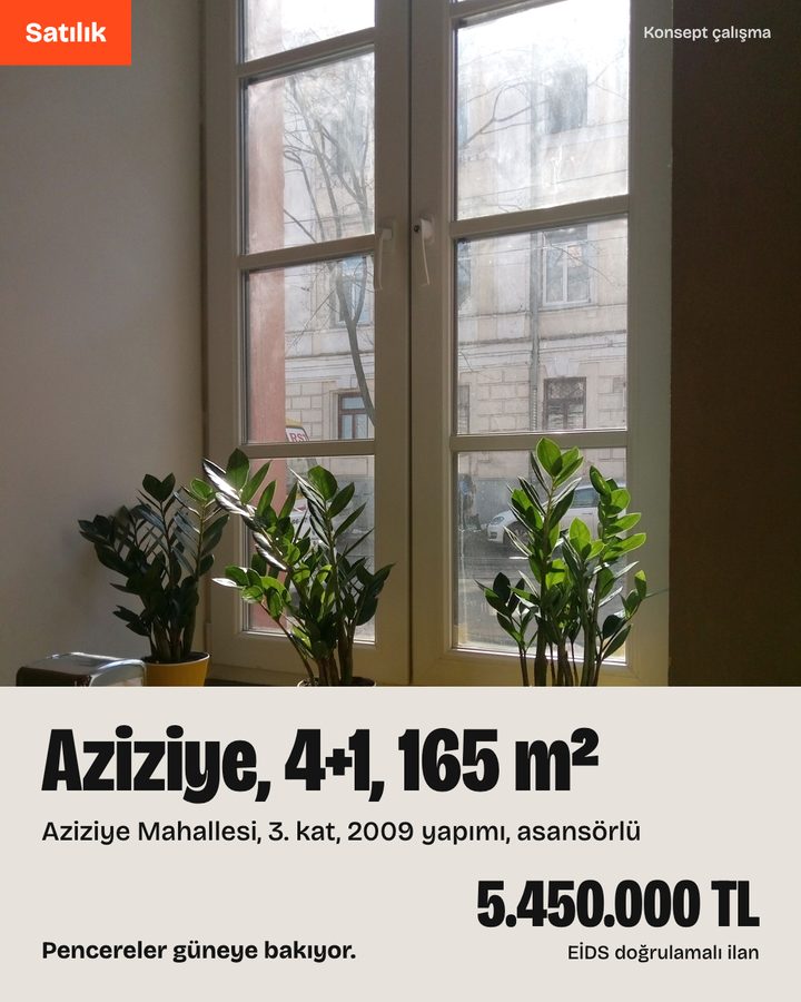 Satılık ilan: Aziziye, 4+1, 165 m², 5.450.000 TL