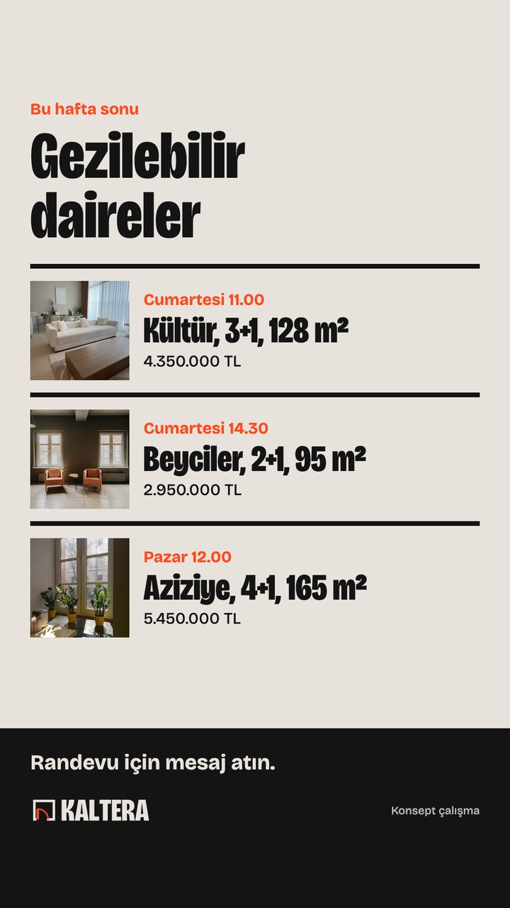 Story: bu hafta sonu gezilebilir üç daire, gün ve saatleriyle