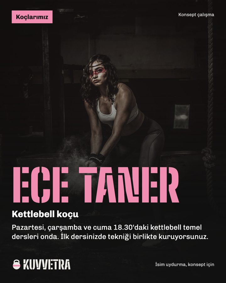 Koç tanıtımı: kettlebell koçu, pazartesi, çarşamba ve cuma 18.30