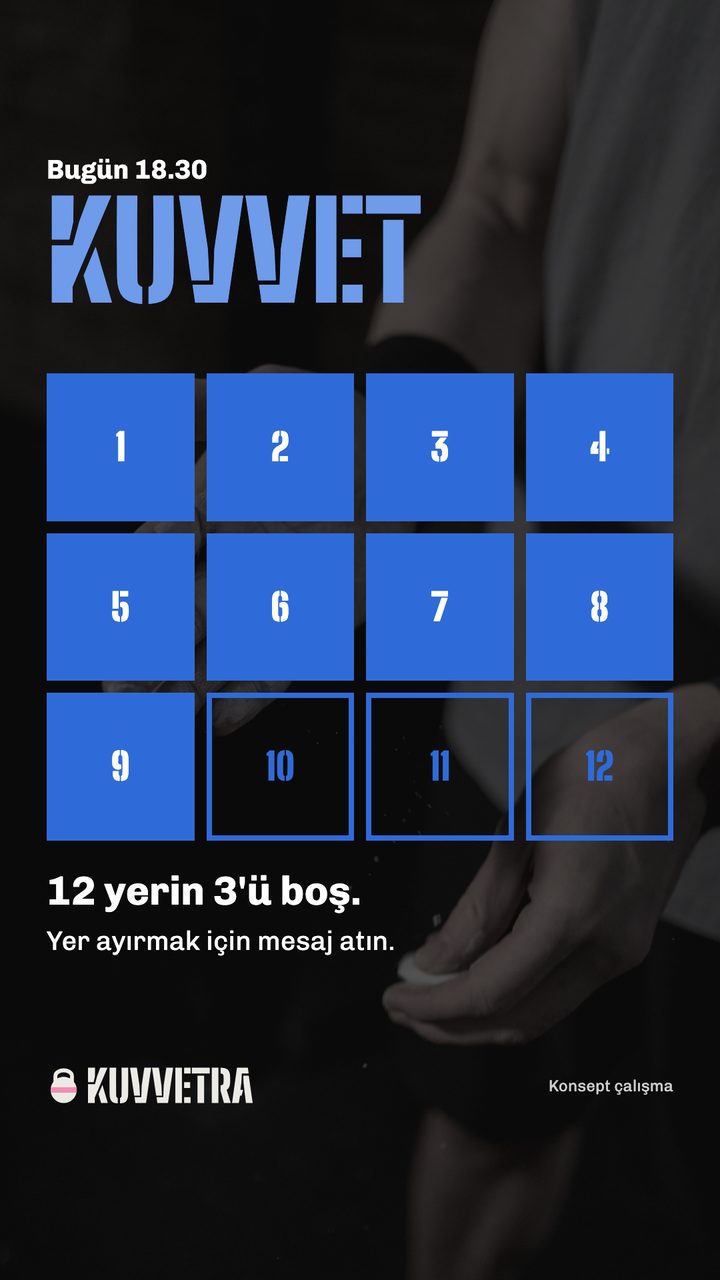 Story: bugün 18.30 kuvvet dersinde 12 yerin 3’ü boş